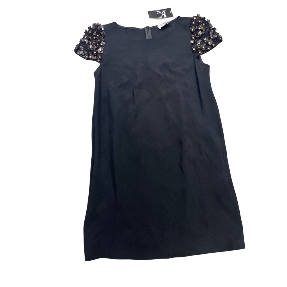 RED Valentino Black Sheath Dress Beaded Cap Sleeves IT 42 US 6 NWT Cocktail - Picture 2 of 13